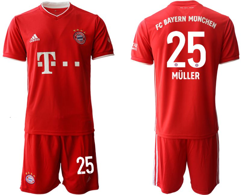 Men 2020-2021 club Bayern Munich home #25 red Soccer Jerseys